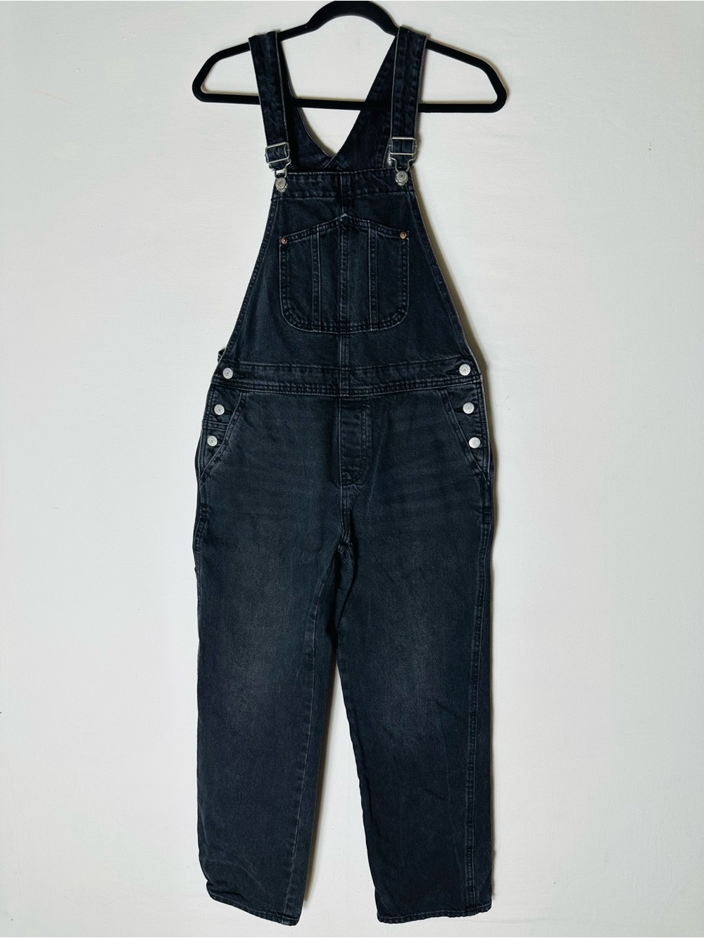 Old Navy Washed Black Denim Jean Overalls 6 Workwear Grunge 90s Cottagecore Bib